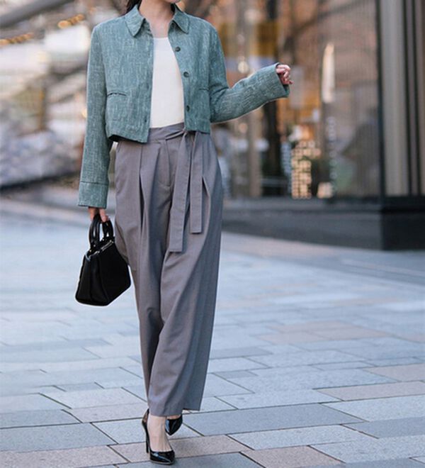 レナランゲ】ツイードテーラードジャケットショート丈フォーマル上品