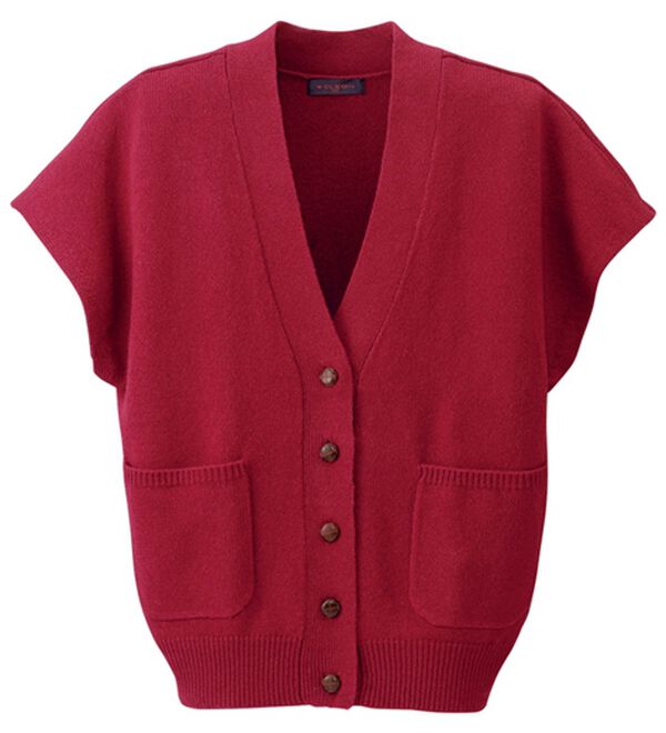 「ウール１００％ふんわりロングベスト（ベスト）」｜ワイン