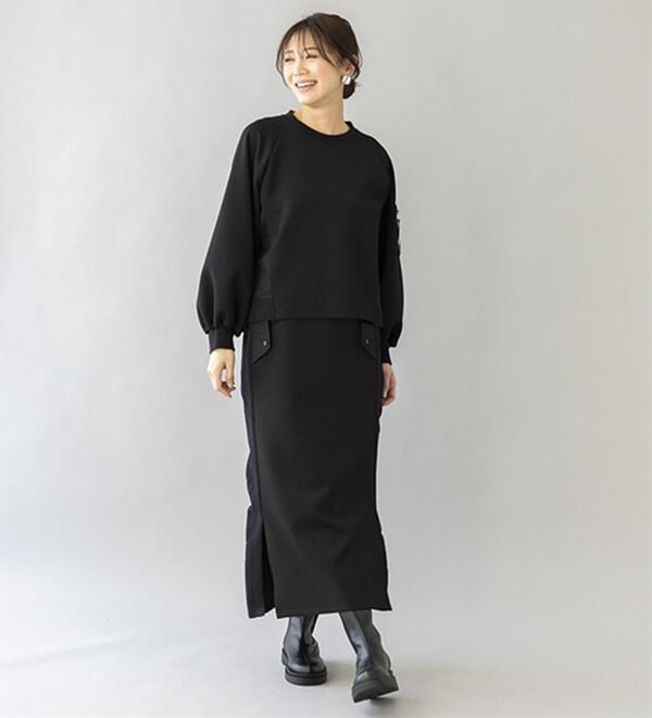 BELLUNA（ベルーナ）の「【ＳＭＡＲＴ　ＥＣＯ　ＪＥＲＳＥＹ】異素材切替スカート（ロングスカート）」｜詳細画像