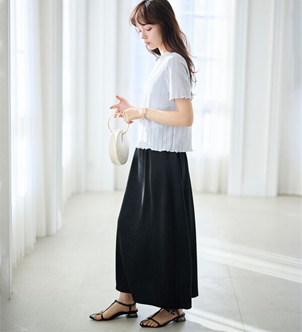 RANAN（ラナン）の「透かし柄メロー配色Ｔシャツ（カットソー）」｜詳細画像