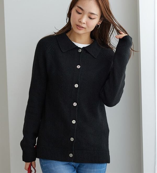 BELLUNA（ベルーナ）の「ふんわり衿付ニットカーディガン（ニットカーディガン）」｜詳細画像