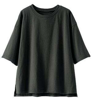 BELLUNA（ベルーナ）の「綿１００％汗染み対策短丈プルオーバー（カットソー）」｜チャコール