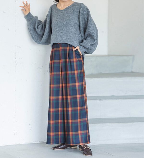 柔らかあったか！裏起毛ロングフレアガウチョパンツ - ベルーナ【公式】