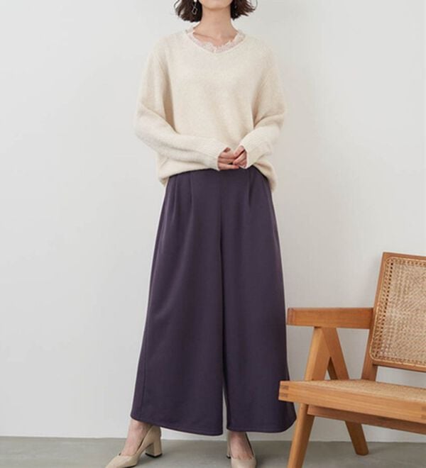 RANAN（ラナン）の「柔らかあったか！裏起毛ロングフレアガウチョパンツ（フルレングスパンツ）」｜詳細画像