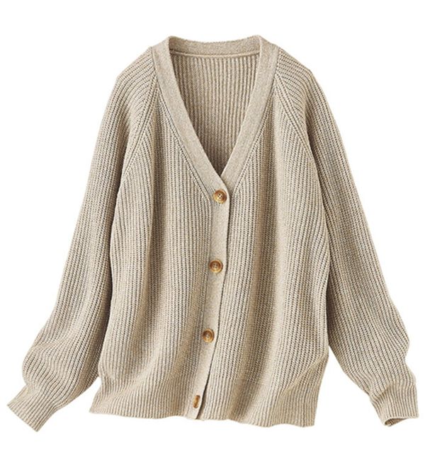 BELLUNA（ベルーナ）の「エコ素材ゆったりあぜ編ニットカーディガン（ニットカーディガン）」｜詳細画像