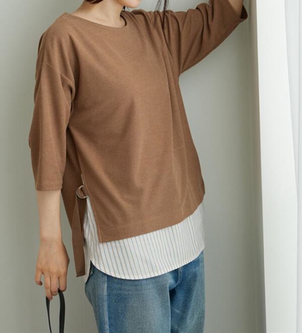 BELLUNA（ベルーナ）の「ラメストライプシャツフェイクチュニック（チュニック）」｜詳細画像