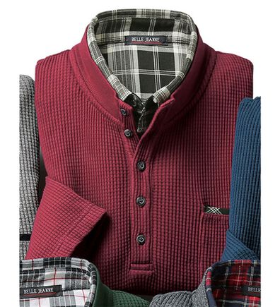 「重ね着いらずのダブル衿トレーナー（メンズトレーナー）」