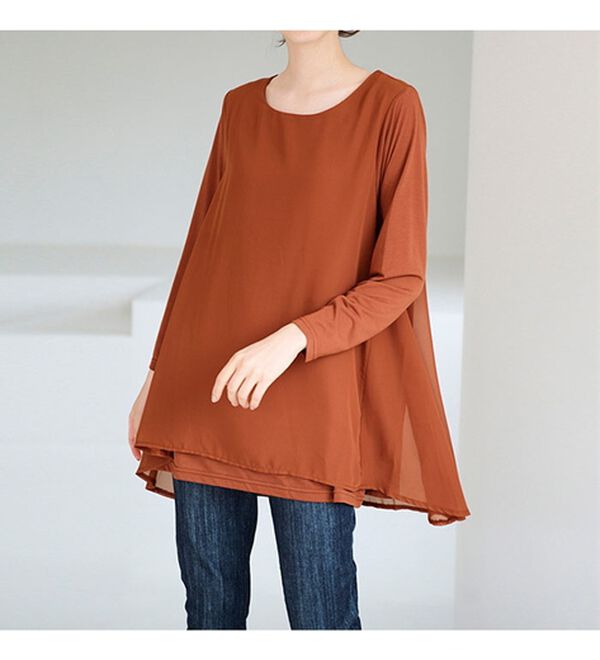 RANAN（ラナン）の「【裏微起毛】異素材切替チュニック（カットソー）」｜詳細画像