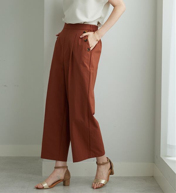 BELLUNA（ベルーナ）の「【ヨコストレッチ・紫外線カット・選べる2丈】サラもちライト快適ワイドパンツ（ワイドパンツ・ガウチョ）」｜詳細画像