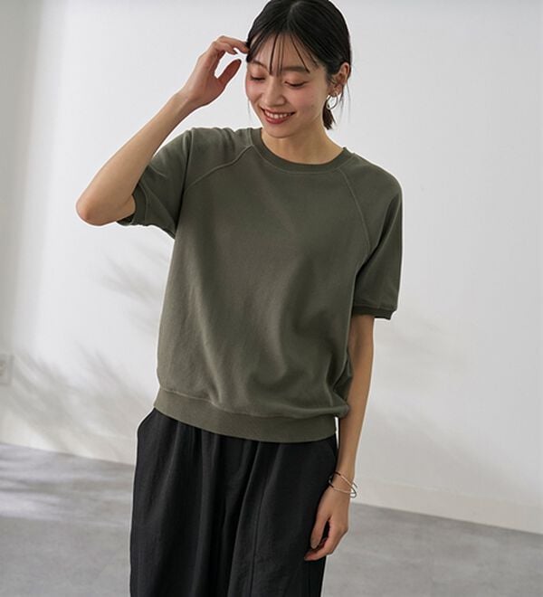 BELLUNA（ベルーナ）の「≪ＨｕｇＲｅａｍコットン≫裏毛半袖プルオーバー（カットソー）」｜詳細画像