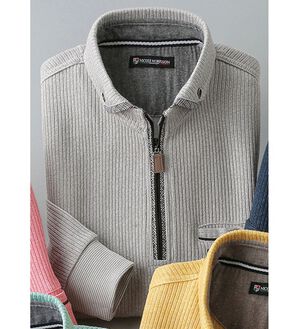 「＜ニコル　モリソン＞衿デザイン杢調トレーナー（メンズトレーナー）」｜グレー