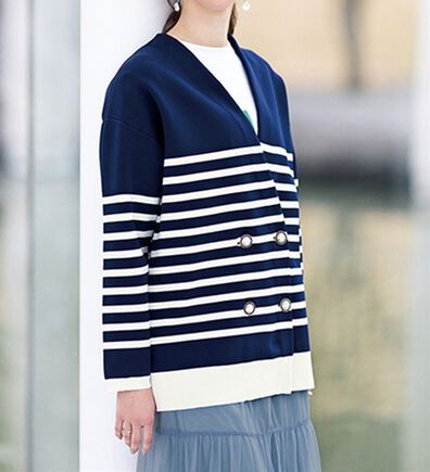 RANAN（ラナン）の「レトロボタンボーダーニットカーディガン（ニットカーディガン）」