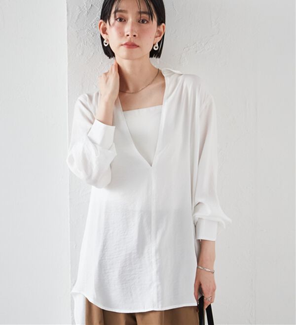 RANAN（ラナン）の「2WAYサテンスキッパーシャツ（シャツ）」｜詳細画像