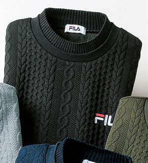 「＜フィラ＞ニット使いフクレジャカードトレーナー（メンズトレーナー）」｜ブラック