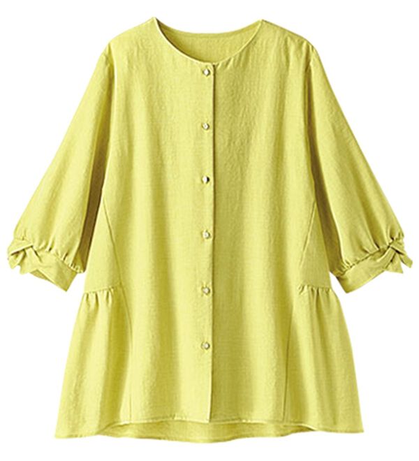 BELLUNA（ベルーナ）の「サラリ麻調素材袖リボンペプラムブラウス（ブラウス）」｜詳細画像