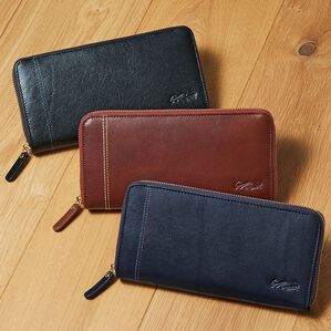 「＜クロコダイル＞イタリアンレザー使用ラウンド長財布（メンズ財布・パスケース）」｜詳細画像