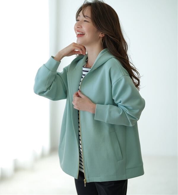 BELLUNA（ベルーナ）の「【快適Ｌａｂ．】とろみ素材裾タックパーカー（パーカー）」｜詳細画像