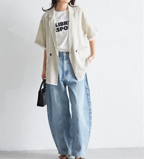 RANAN（ラナン）の「ハーフスリーブシアーシャツジャケット（テーラードジャケット）」｜詳細画像