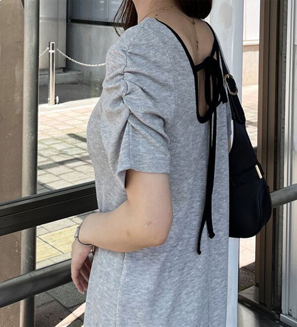 GeeRA（ジーラ）の「バックオープン配色リブワンピース（その他ワンピース）」｜詳細画像