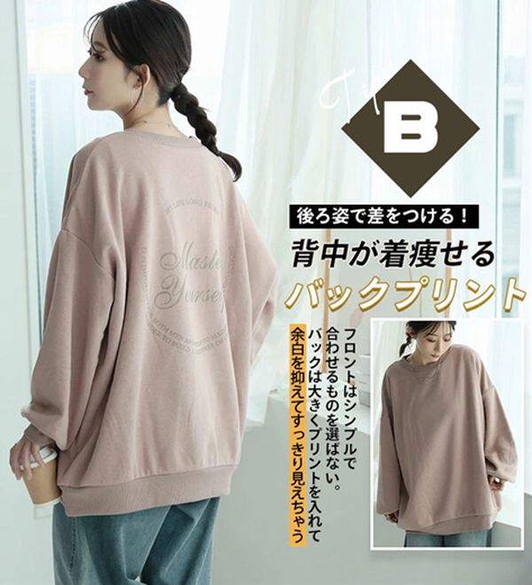 A HAPPY MARILYN（アハッピーマリリン）の「【Ｌ～８Ｌ】【ハピぽか裏起毛】２デザインから選べるロゴトレーナー 毛玉になりにくい（トレーナー・スウェット）」｜詳細画像