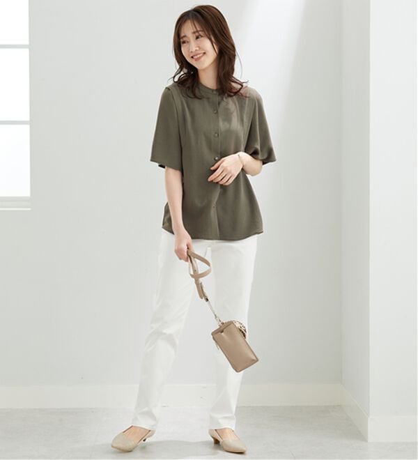 BELLUNA（ベルーナ）の「【快適Ｌａｂ．】お手入れ楽々ビンテージ調素材ブラウス（ブラウス）」｜詳細画像