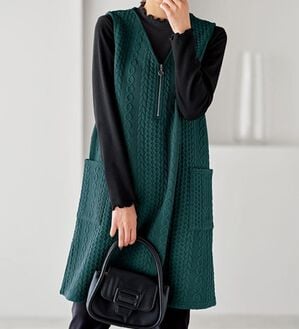 BELLUNA（ベルーナ）の「【フリル衿リブプルオーバー付】ジップ使いジャンパースカート（ジャンパースカート）」｜詳細画像