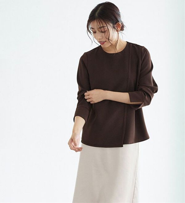 Pierrot（ピエロ）の「ラインデザインラップブラウス（ブラウス）」｜詳細画像