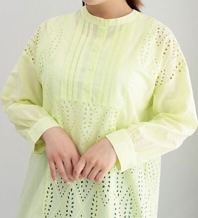 BELLUNA（ベルーナ）の「パネル柄レース刺しゅうシャツチュニック（チュニック）」