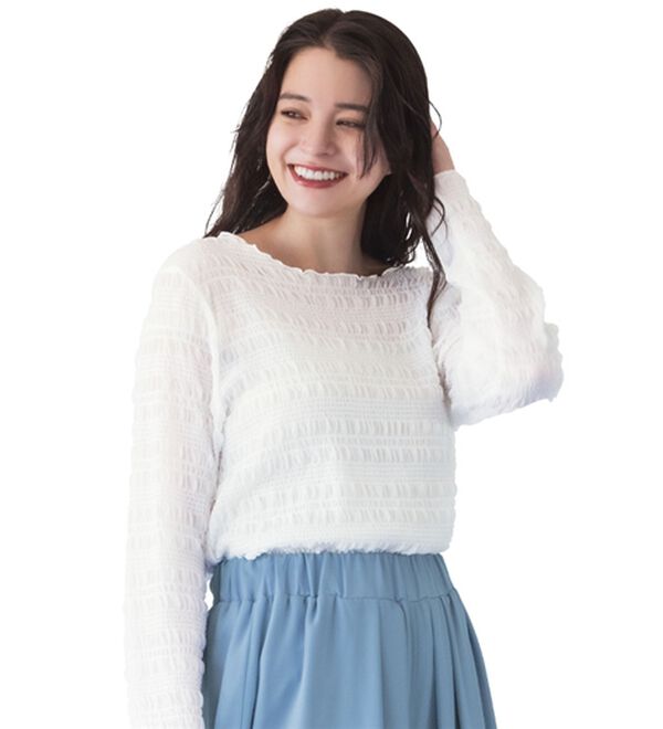 RANAN（ラナン）の「シャーリングプルオーバー（カットソー）」｜ホワイト