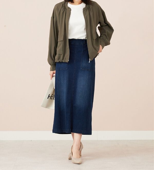 BELLUNA（ベルーナ）の「とろみ素材ポケットデザインブルゾン（ブルゾン）」｜詳細画像