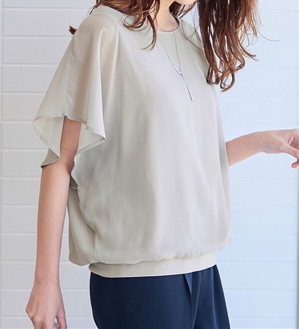 alotta（アロッタ）の「【接触冷感】カットソー裏地付ドルマンブラウス（ブラウス）」｜詳細画像