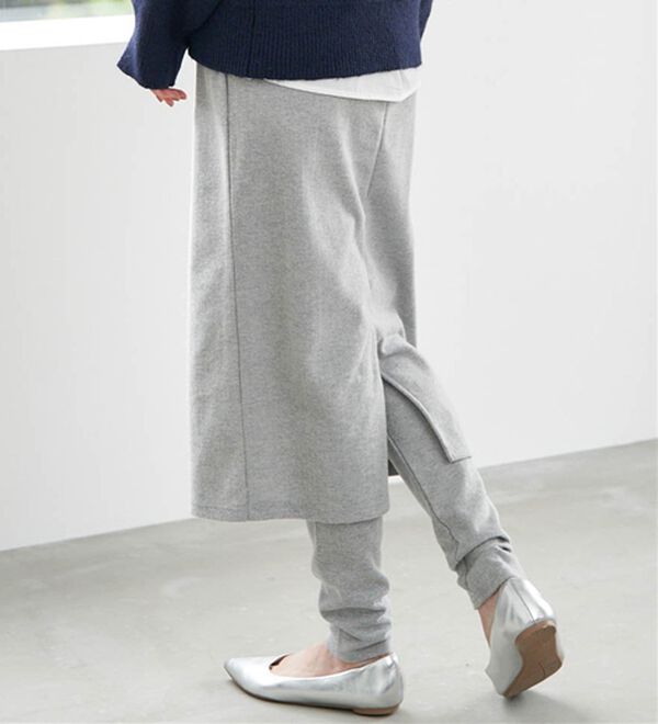 RANAN（ラナン）の「レイヤードニットソースカートパンツ（フルレングスパンツ）」｜詳細画像