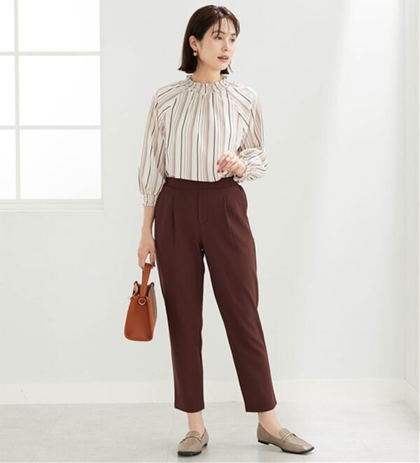 BELLUNA（ベルーナ）の「ジョーゼット裏スムーステーパードパンツ（テーパードパンツ）」｜詳細画像