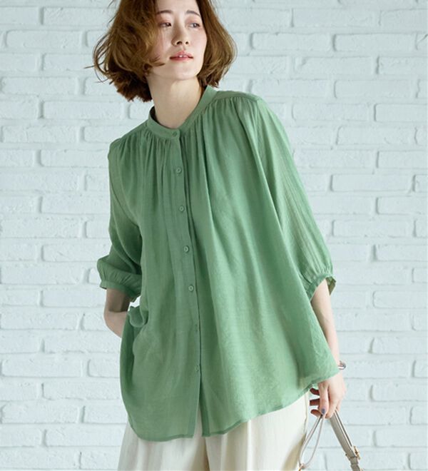 BELLUNA（ベルーナ）の「スラブ素材ギャザーデザインブラウス（ブラウス）」｜詳細画像