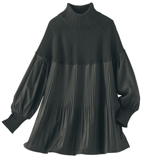 BELLUNA（ベルーナ）の「一枚着て体型カバー！プリーツ切替ブラウス（ブラウス）」｜黒