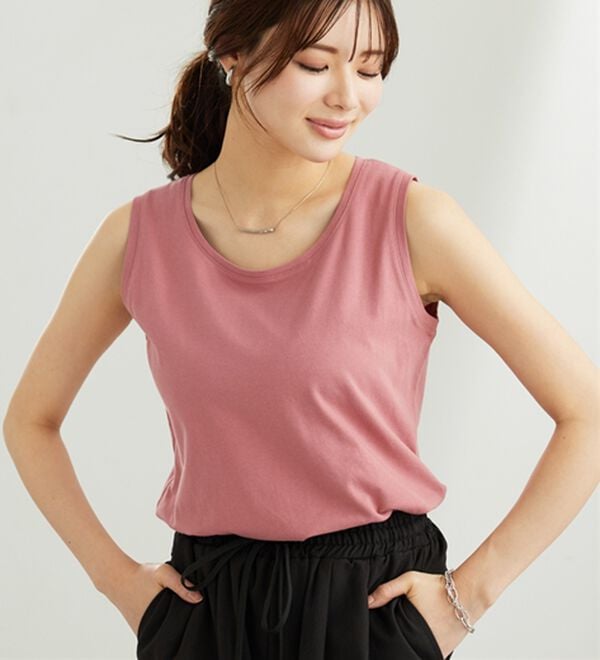 BELLUNA（ベルーナ）の「ヒンヤリ！綿１００％サマ見えタンクトップ（タンクトップ・キャミソール）」｜詳細画像