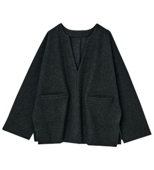 RANAN（ラナン）の「メルトン調素材深Ｖネックポンチョプルオーバー（カットソー）」｜詳細画像