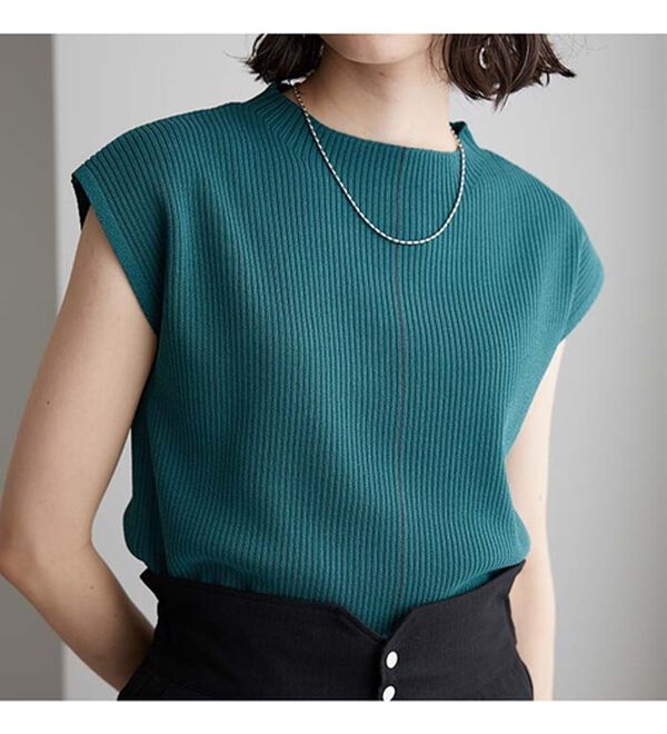 GeeRA（ジーラ）の「配色ラインフレンチスリーブニット（ニット・セーター）」｜詳細画像