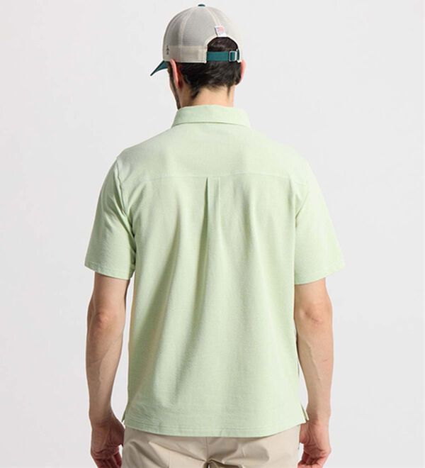 「＜マンシングウェア＞シアサッカーストライプ台襟付き半袖ポロシャツ（メンズポロシャツ）」｜詳細画像