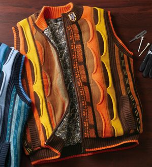 「＜フィッチェ　ゴルフ＞フルジップ中わたベスト（メンズベスト）」｜ブラウン系