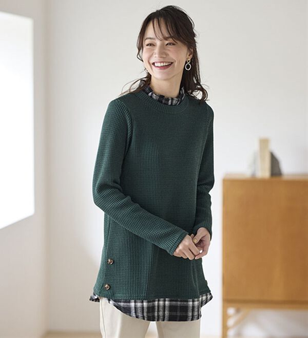 BELLUNA（ベルーナ）の「異素材重ね着風チュニック（チュニック）」｜詳細画像