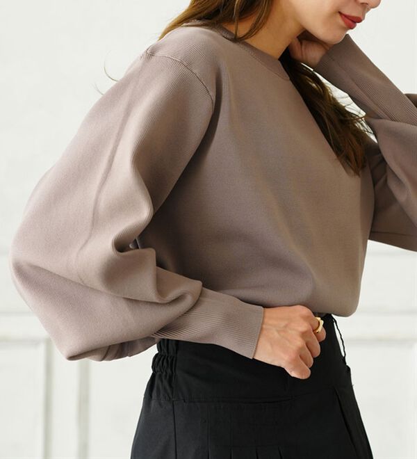 A HAPPY MARILYN（アハッピーマリリン）の「【Ｌ～６Ｌ】二の腕 激やせ ぽわん袖 ニット（ニット・セーター）」｜詳細画像