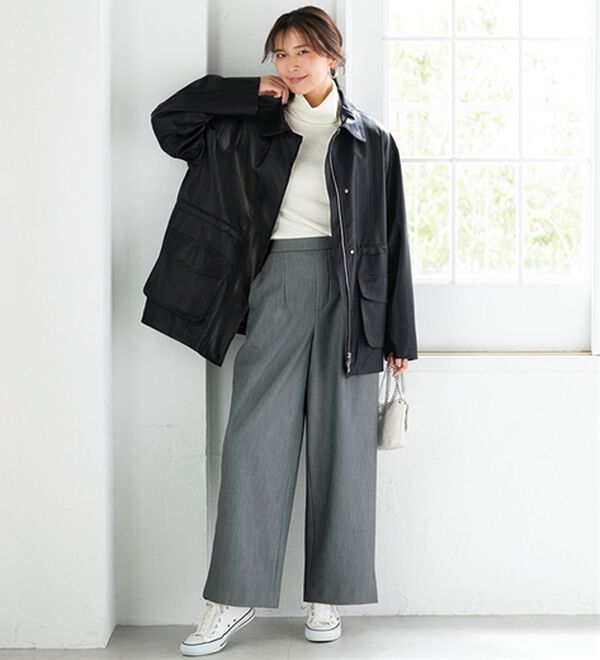 BELLUNA（ベルーナ）の「あったか裏ベロアタックワイドパンツ（ワイドパンツ・ガウチョ）」｜詳細画像
