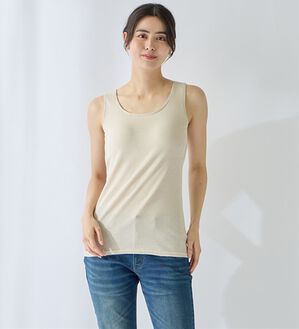 LAVIENNE（ラヴィエンヌ）の「【ムレ嫌いさん必見！】綿１００％涼しいカップ付タンクトップ＜さらりラボ＞（肌着・インナーウェア）」｜ベージュ