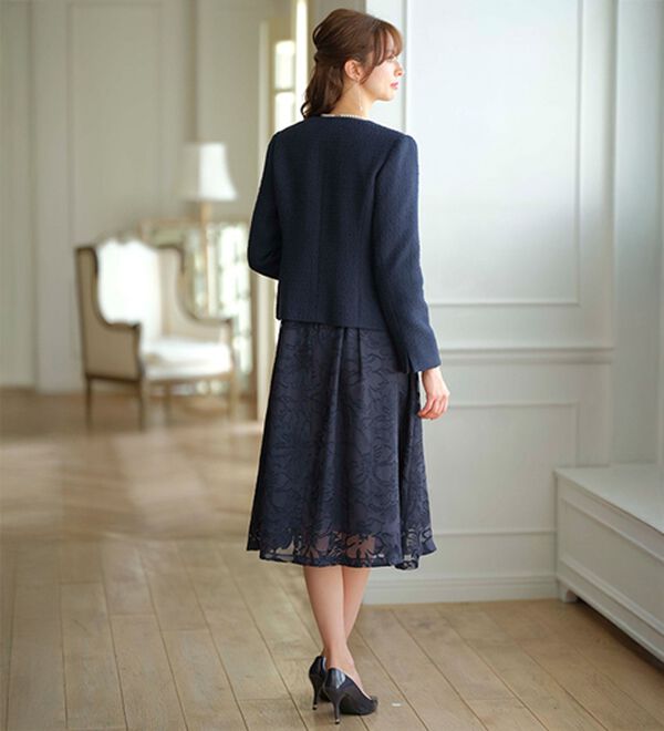 BELLUNA（ベルーナ）の「花柄オパール素材ワンピースアンサンブル（ワンピースセットスーツ）」｜詳細画像