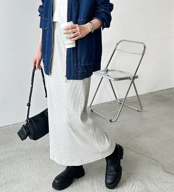 GeeRA（ジーラ）の「【着回し力◎】楽ちんすっきり見え！リブロングスカート（ロングスカート）」｜詳細画像