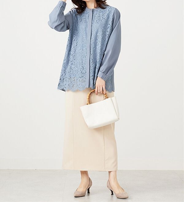 BELLUNA（ベルーナ）の「上品スカラップレース使いシャツチュニック（チュニック）」｜詳細画像