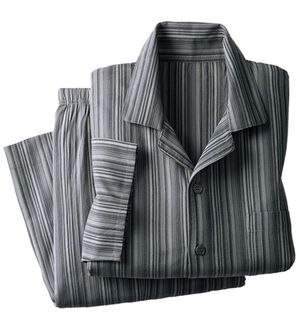 「綿１００％楊柳パジャマ（メンズルームウェア）」｜グレー