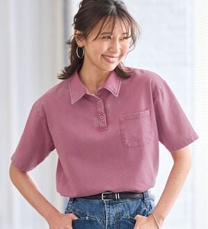 BELLUNA（ベルーナ）の「さらっと爽快！大人のヴィンテージ風ポロシャツ（ポロシャツ）」｜ローズ