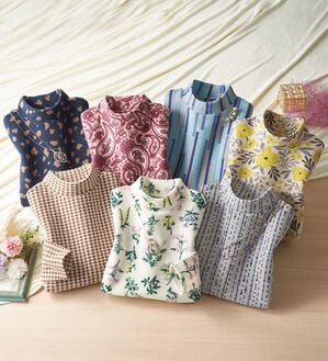 LAVIENNE（ラヴィエンヌ）の「薄手ストレッチフリースのプリントハイネック長袖（ニット・セーター）」｜詳細画像